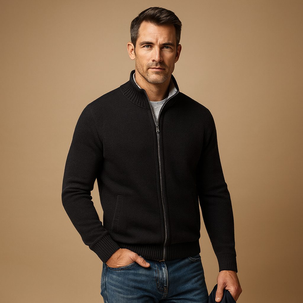 Cardigan con Zip da Uomo Vestibilità Sagomata — foto 3