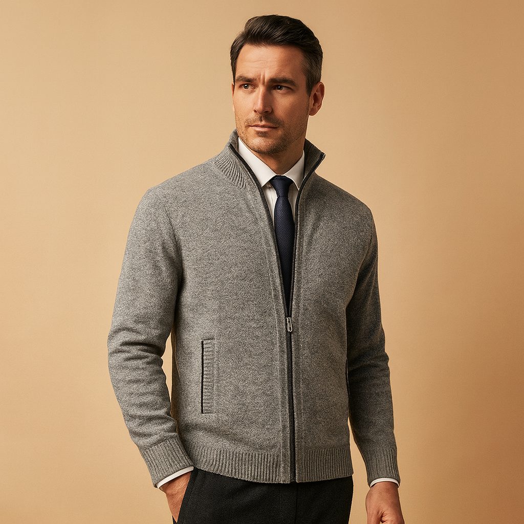 Cardigan con Zip da Uomo Vestibilità Sagomata — foto 4