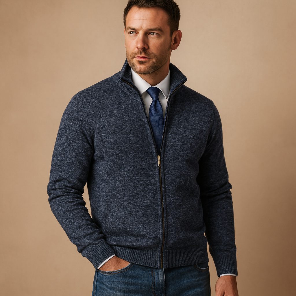 Cardigan con Zip da Uomo Vestibilità Sagomata — foto 5