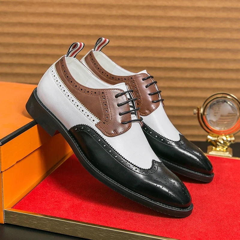 Scarpe Brogue da Uomo in Pelle Bicolore Rétro
