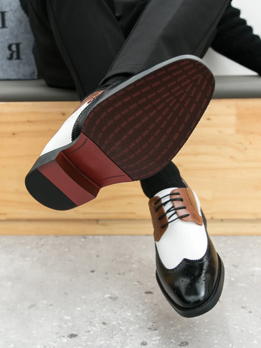 Scarpe Brogue da Uomo in Pelle Bicolore Rétro — foto 6