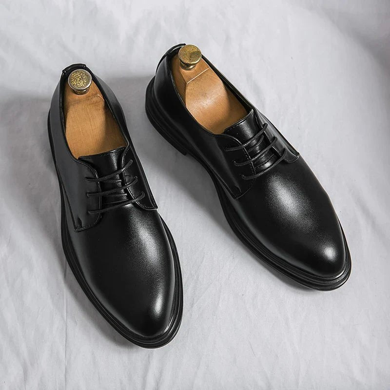 Scarpe Derby da Uomo Punta Liscia Effetto Lucido — foto 2