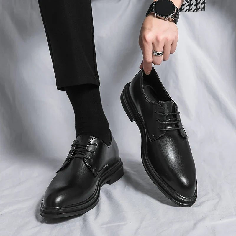 Scarpe Derby da Uomo Punta Liscia Effetto Lucido — foto 3