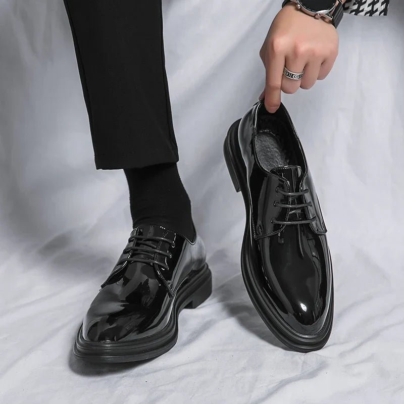 Scarpe Derby da Uomo Punta Liscia Effetto Lucido — foto 5