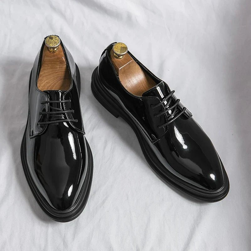 Scarpe Derby da Uomo Punta Liscia Effetto Lucido — foto 7