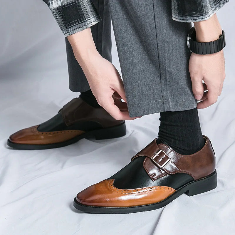 Scarpe Monk Strap da Uomo in Pelle Brogue — foto 11