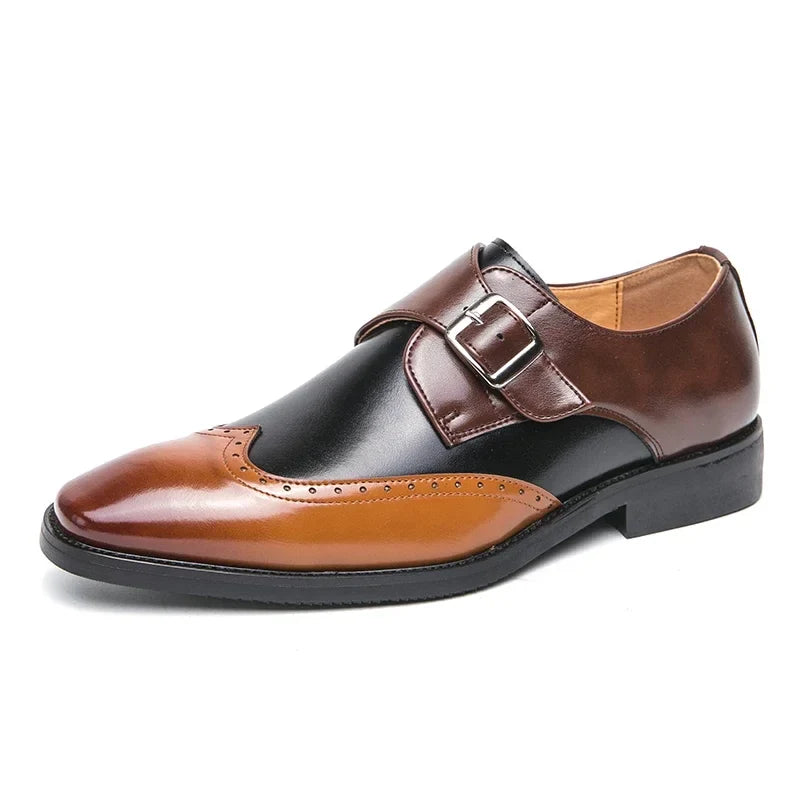 Scarpe Monk Strap da Uomo in Pelle Brogue — foto 2