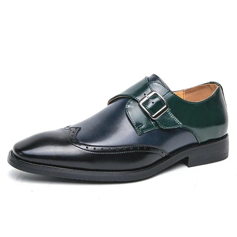 Scarpe Monk Strap da Uomo in Pelle Brogue — foto 3