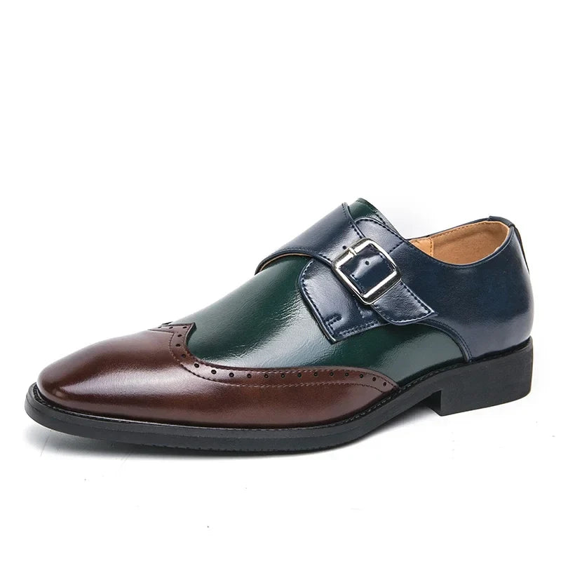 Scarpe Monk Strap da Uomo in Pelle Brogue — foto 4