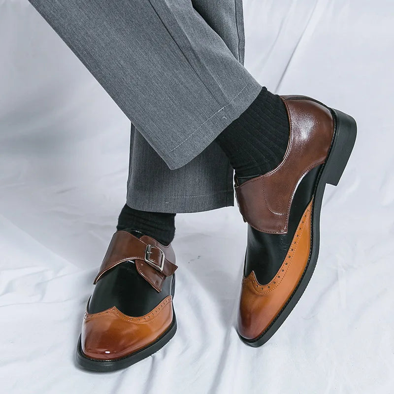 Scarpe Monk Strap da Uomo in Pelle Brogue — foto 6