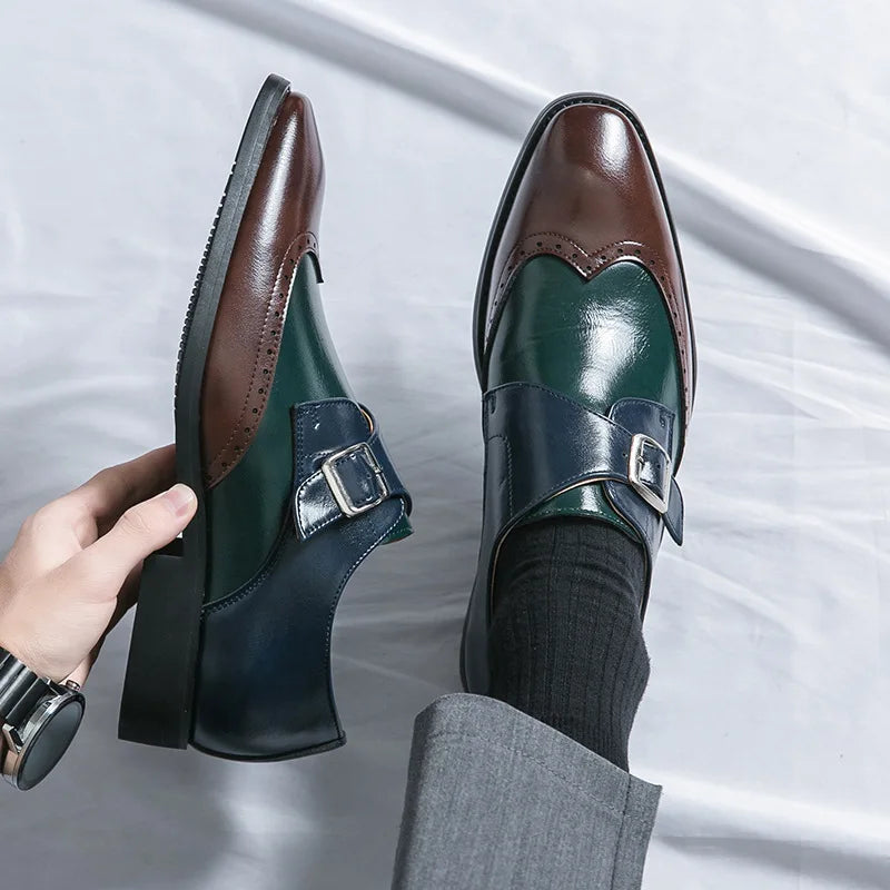 Scarpe Monk Strap da Uomo in Pelle Brogue — foto 7