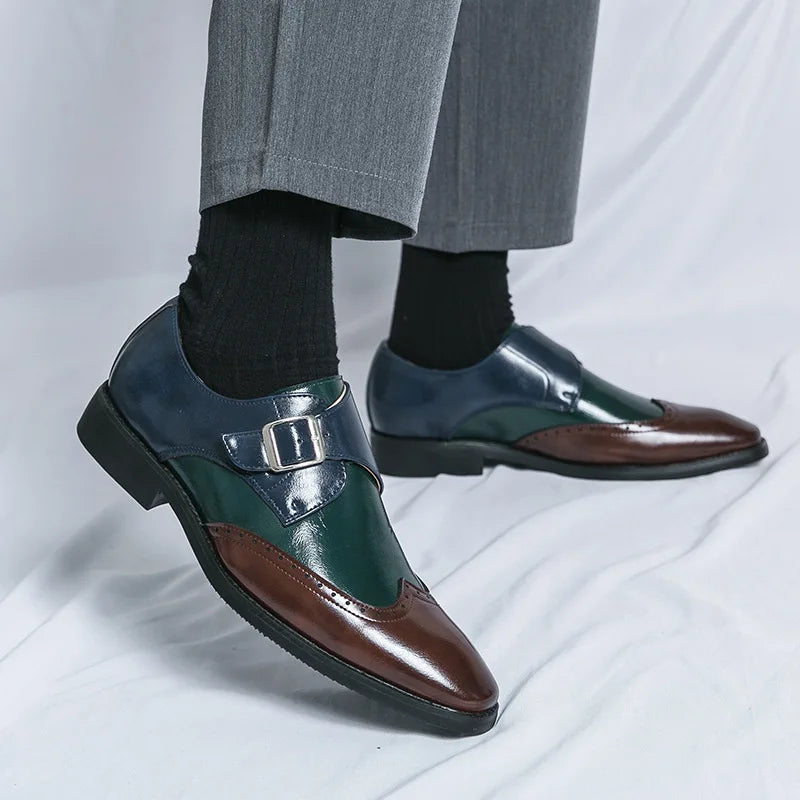 Scarpe Monk Strap da Uomo in Pelle Brogue — foto 8