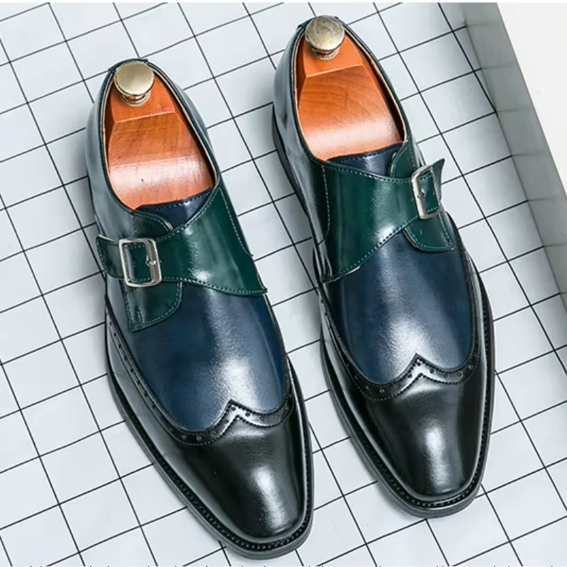 Scarpe Monk Strap da Uomo in Pelle Brogue — foto 9