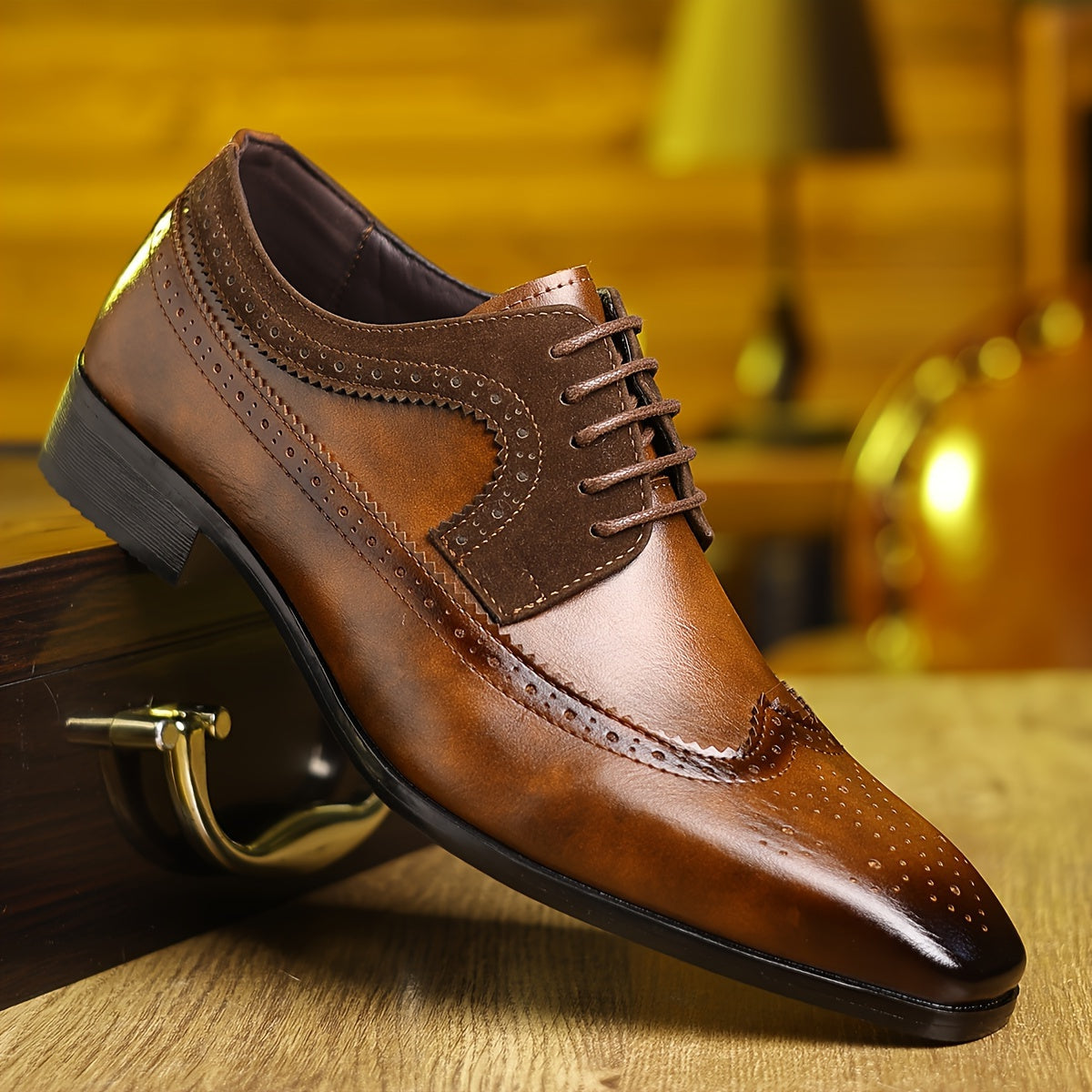 Scarpe Oxford Bicolore da Uomo con Punta Brogue
