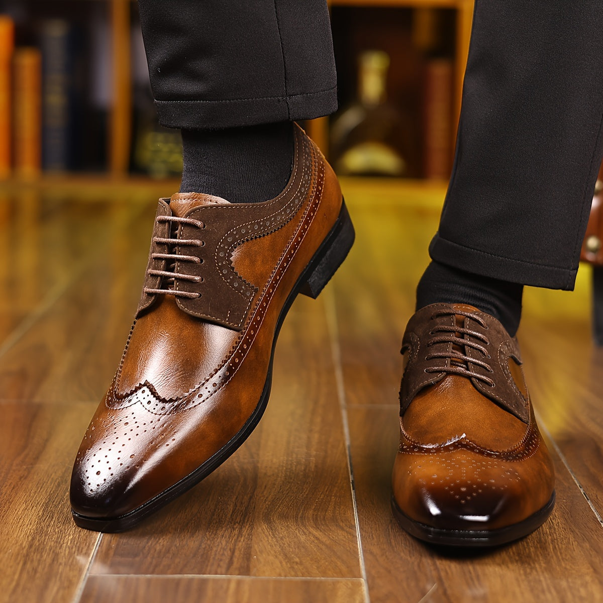 Scarpe Oxford Bicolore da Uomo con Punta Brogue — foto 4