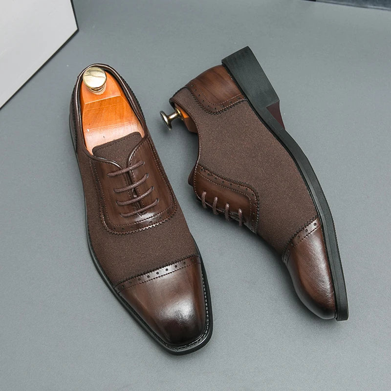 Scarpe Oxford Brogue da Uomo Pelle Bicolore