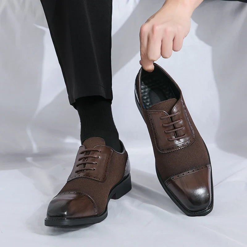 Scarpe Oxford Brogue da Uomo Pelle Bicolore — foto 2