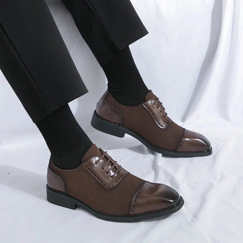 Scarpe Oxford Brogue da Uomo Pelle Bicolore — foto 3