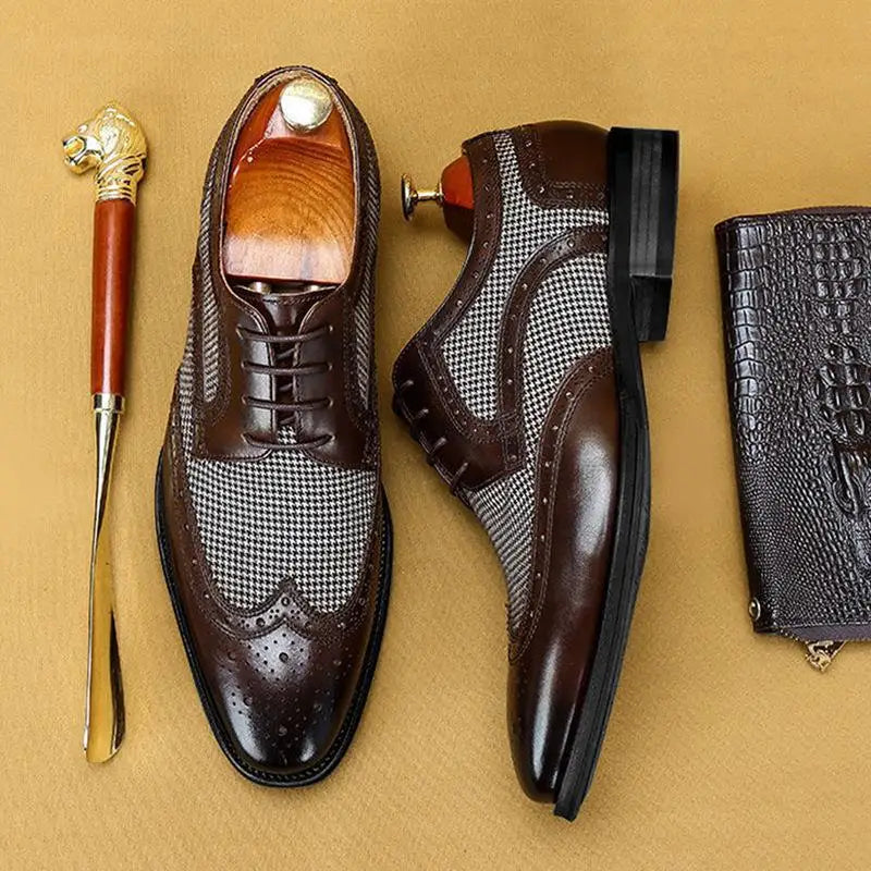 Scarpe Oxford Brogue da Uomo in Pelle Foderate — foto 4