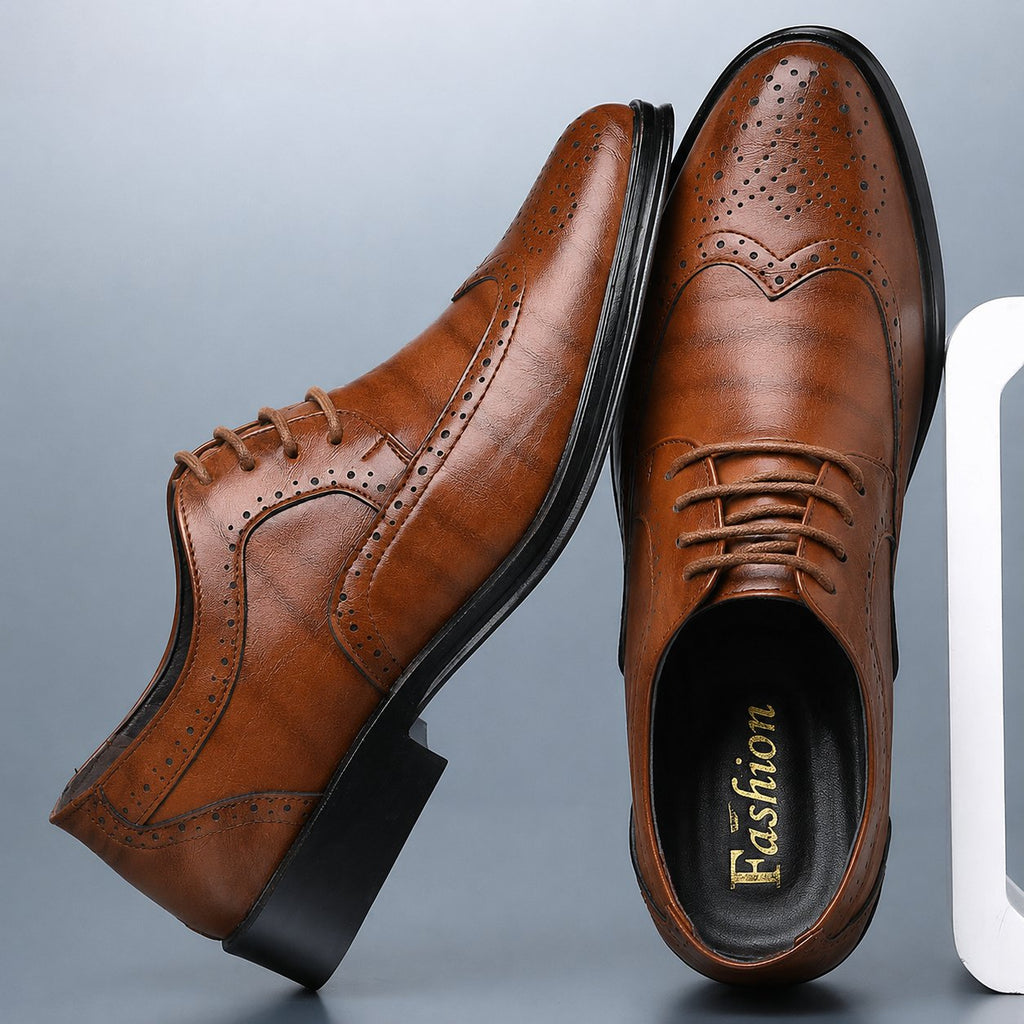 Scarpe Oxford Brogue da Uomo con Perforazioni Decorative