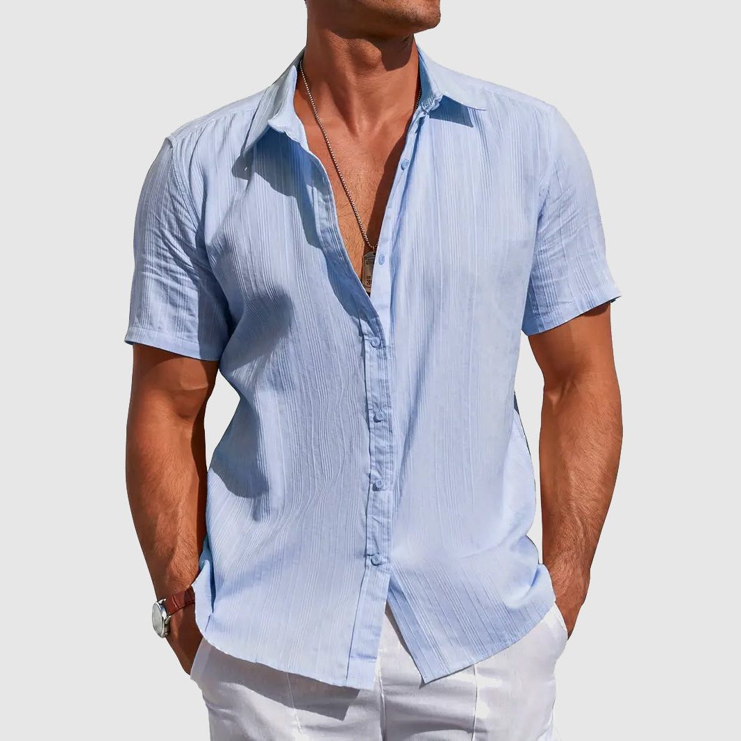 Camicia in Lino da Uomo Maniche Corte Leggera