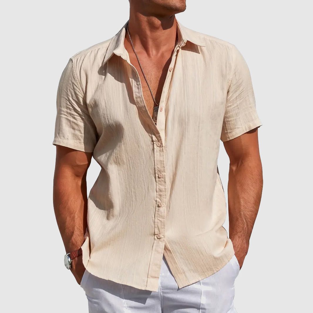 Camicia in Lino da Uomo Maniche Corte Leggera — foto 2