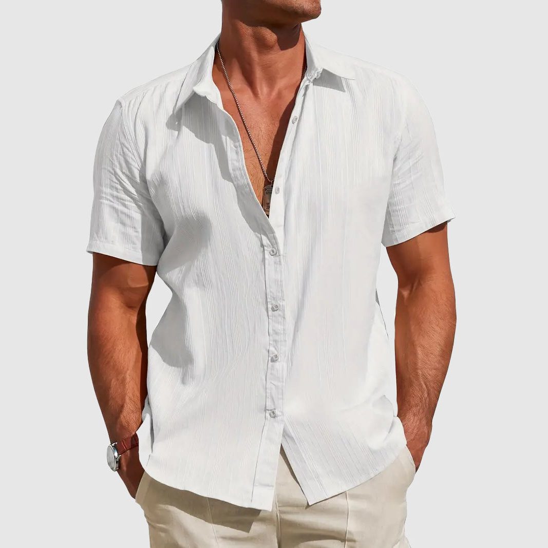 Camicia in Lino da Uomo Maniche Corte Leggera — foto 3