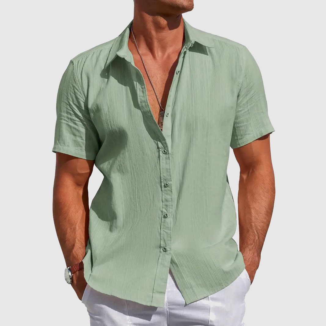 Camicia in Lino da Uomo Maniche Corte Leggera — foto 5