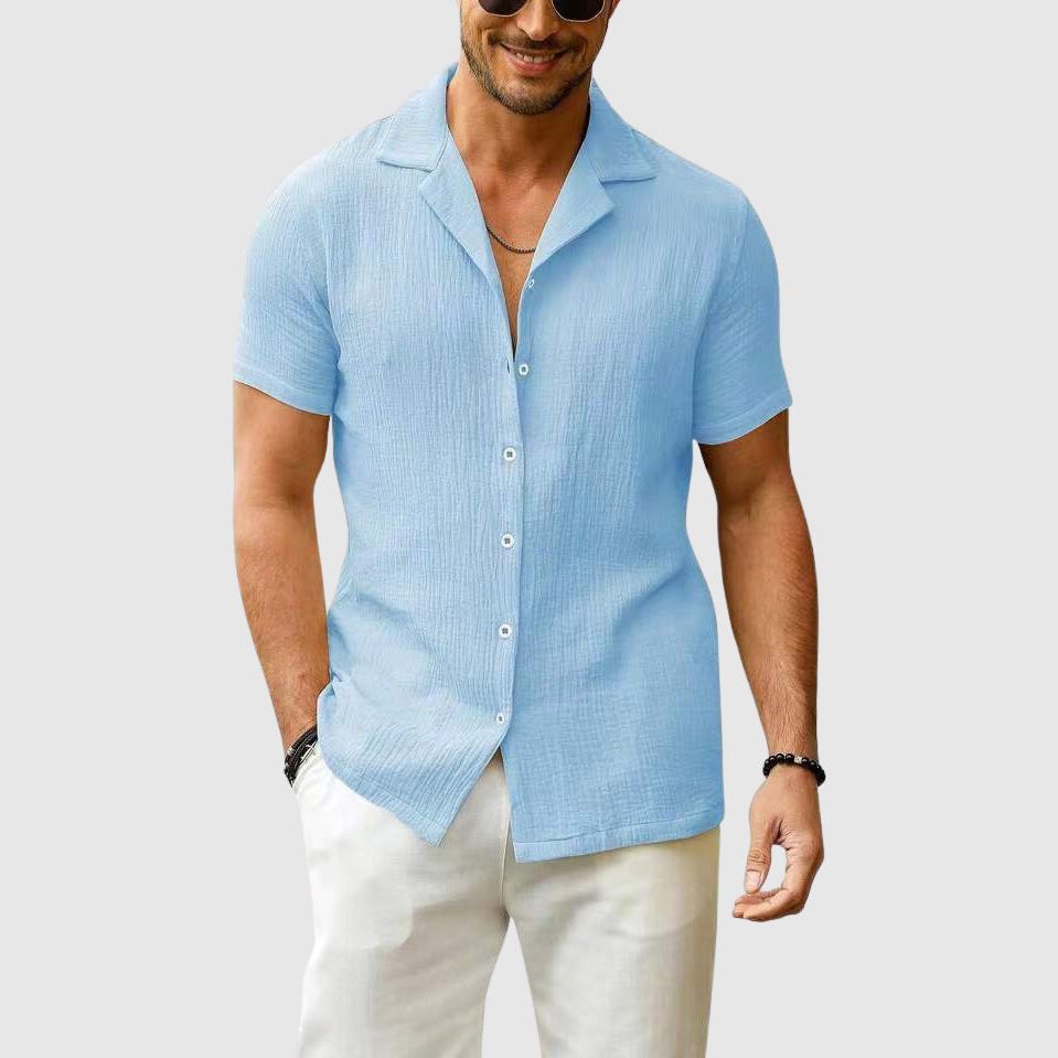 Camicia Maniche Corte da Uomo Collo Aperto