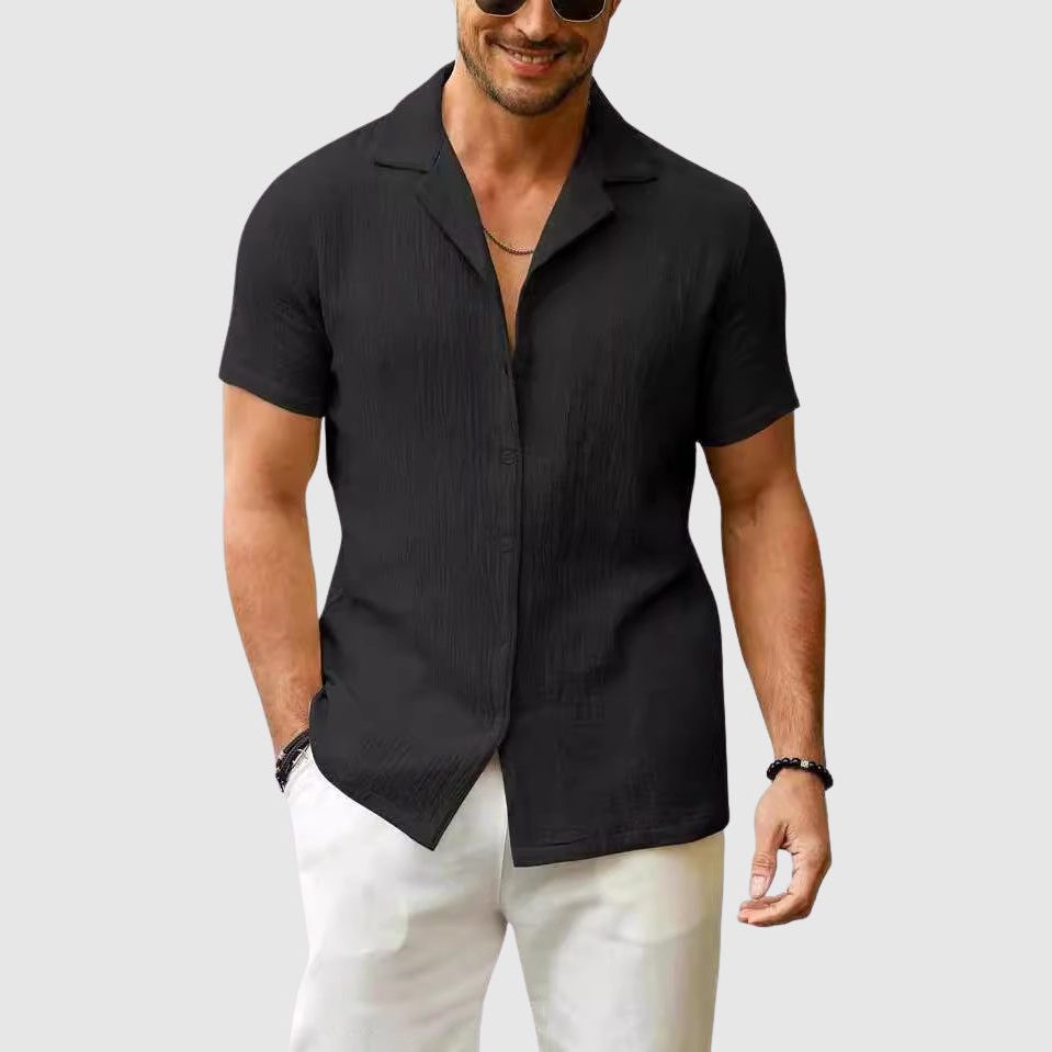 Camicia Maniche Corte da Uomo Collo Aperto — foto 2