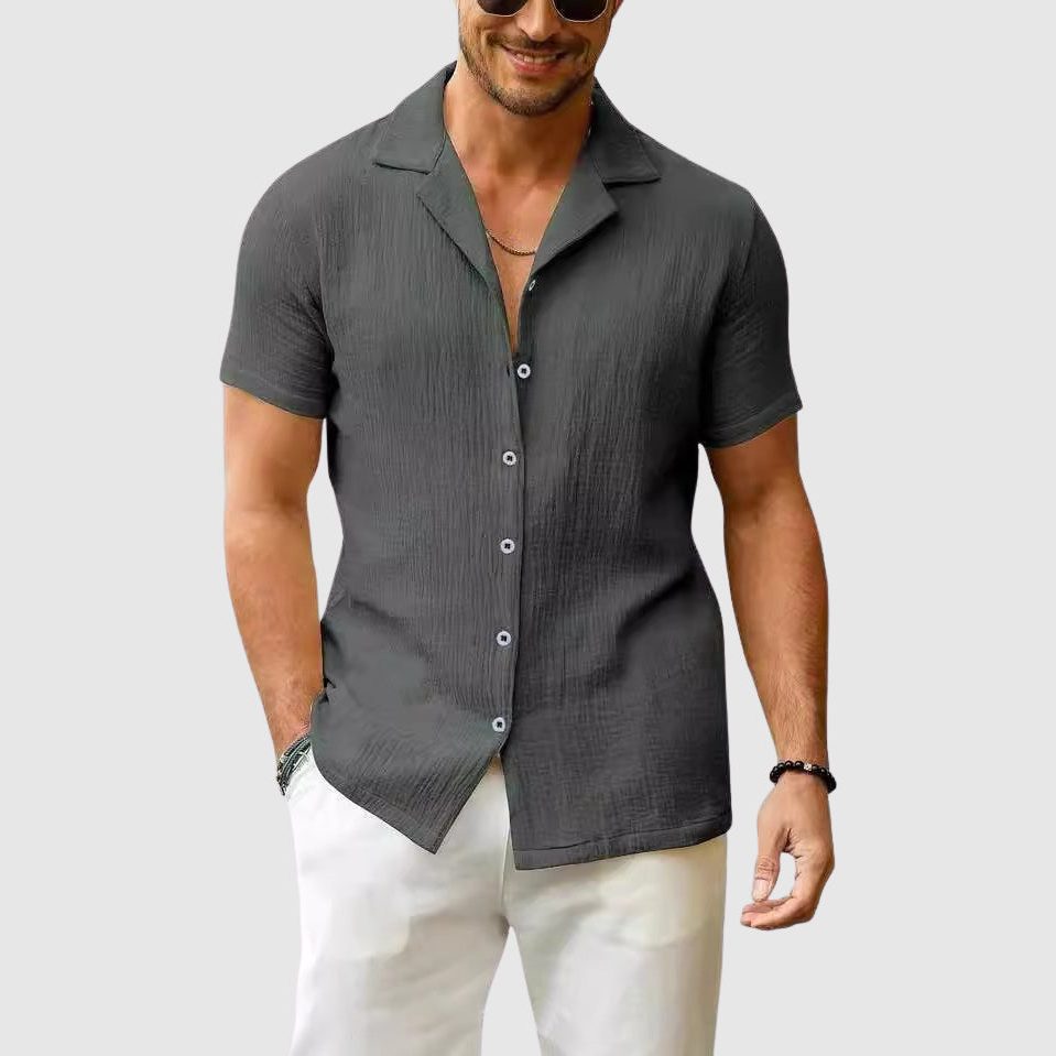 Camicia Maniche Corte da Uomo Collo Aperto — foto 3
