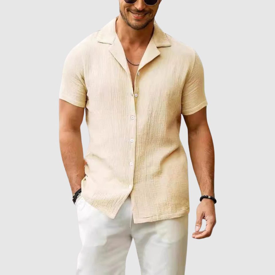 Camicia Maniche Corte da Uomo Collo Aperto — foto 5