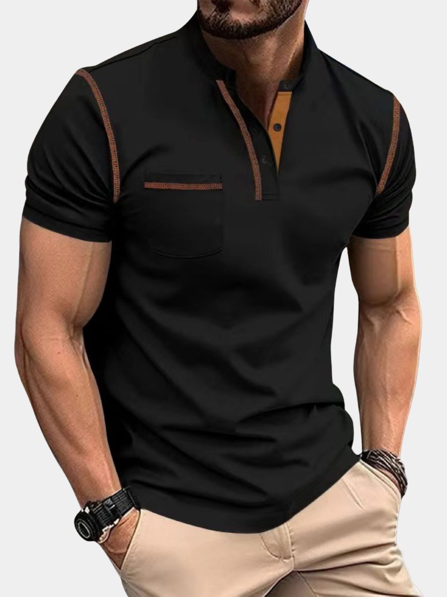 Polo da Uomo con Cuciture a Contrasto