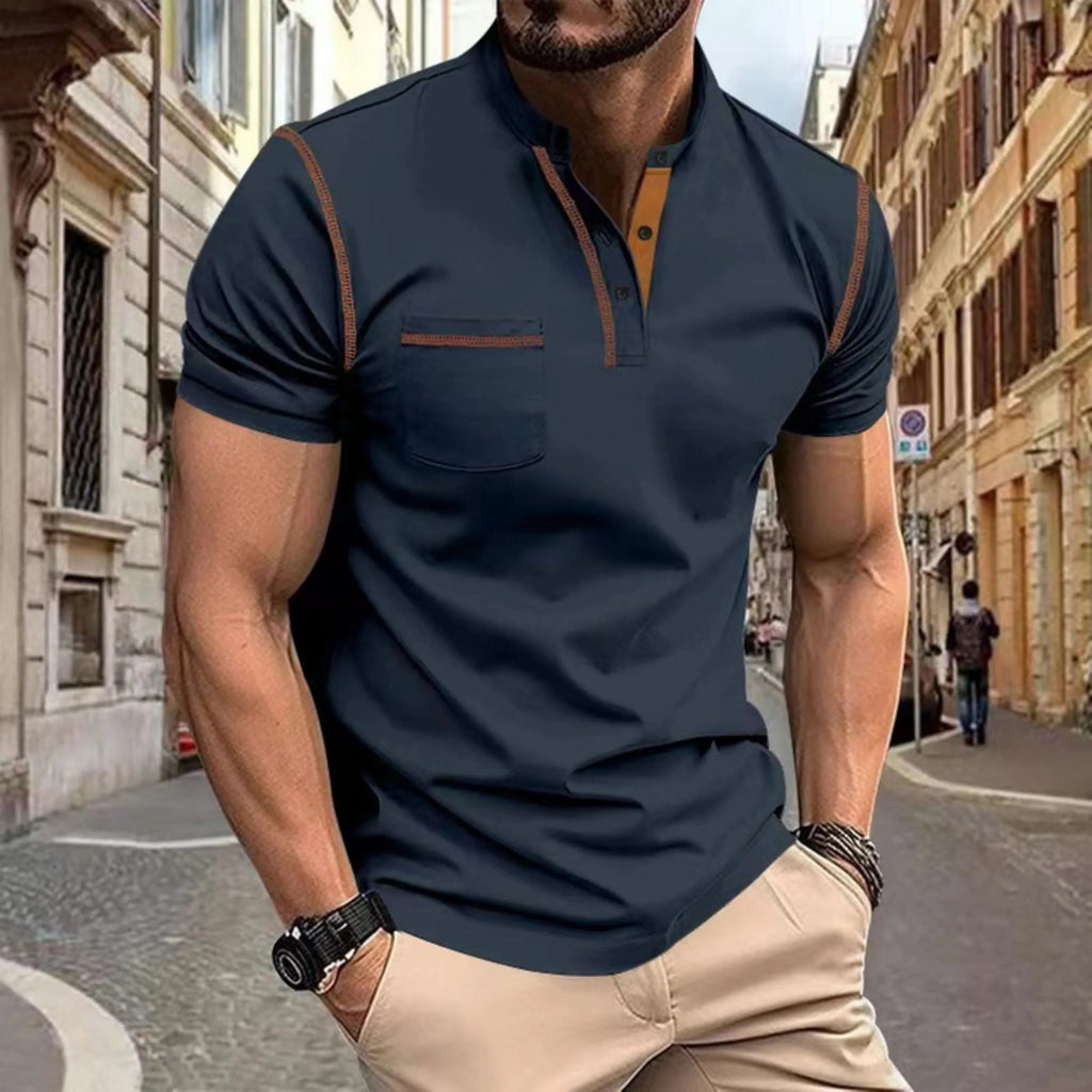 Polo da Uomo con Cuciture a Contrasto — foto 7
