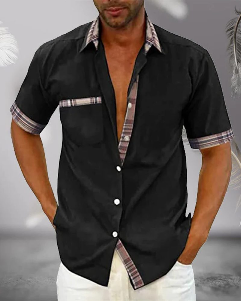 Camicia Manica Corta da Uomo Collo Alla Coreana — foto 2