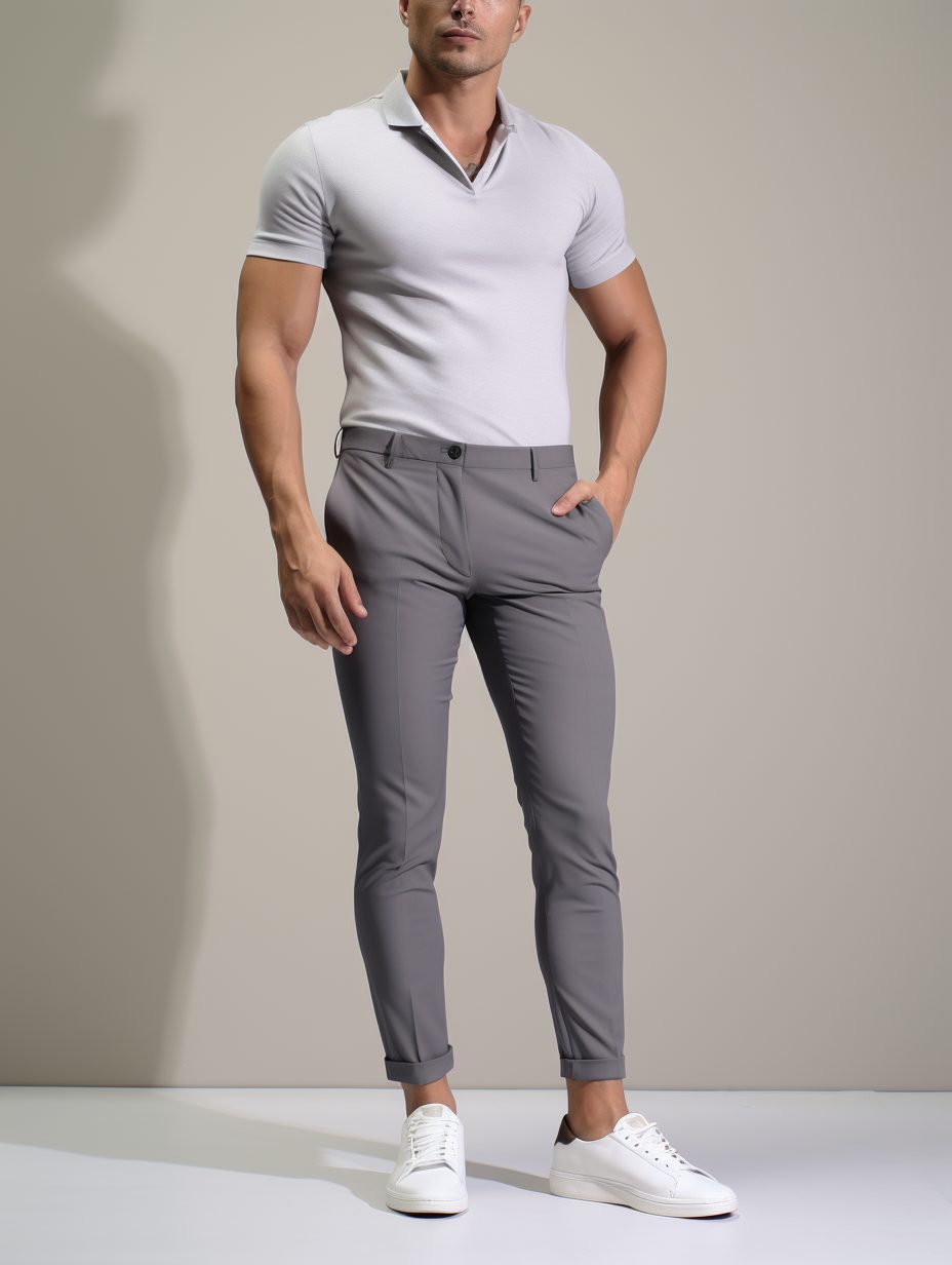 Pantaloni Chino Slim da Uomo Vita Piatta — foto 10
