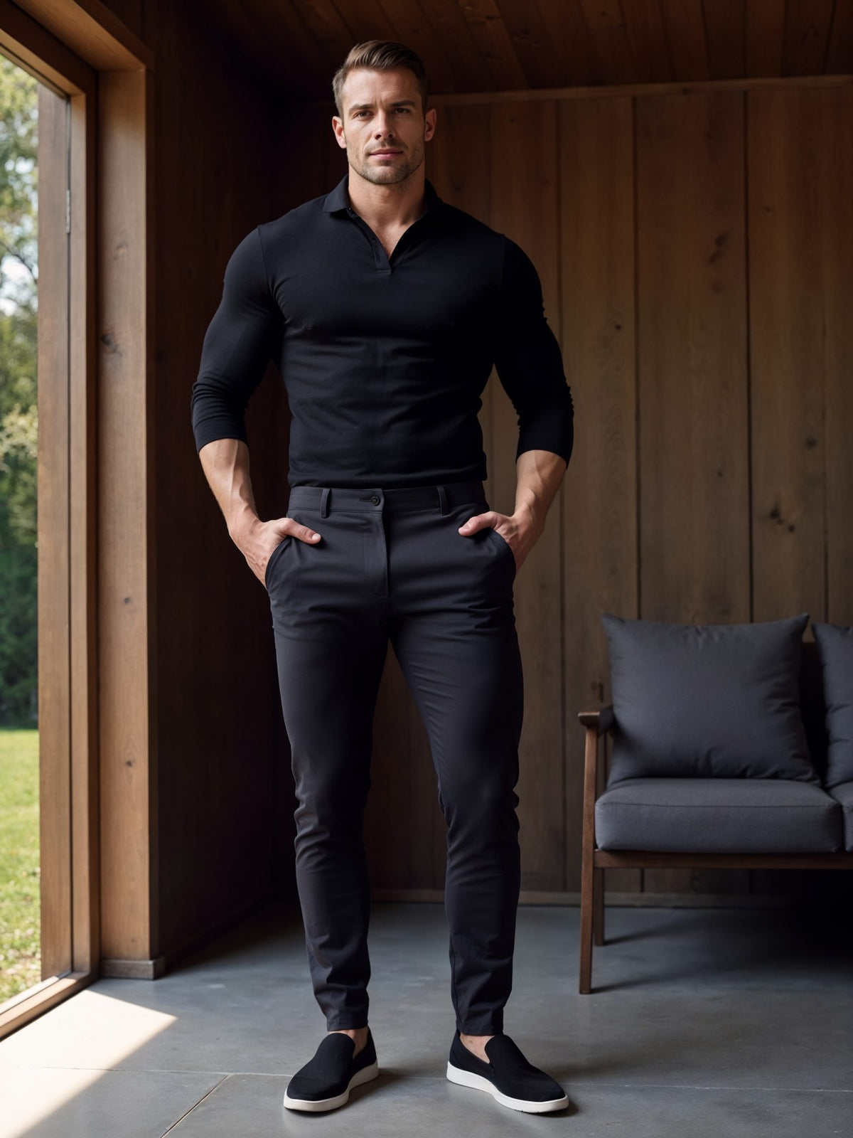 Pantaloni Chino Slim da Uomo Vita Piatta — foto 12