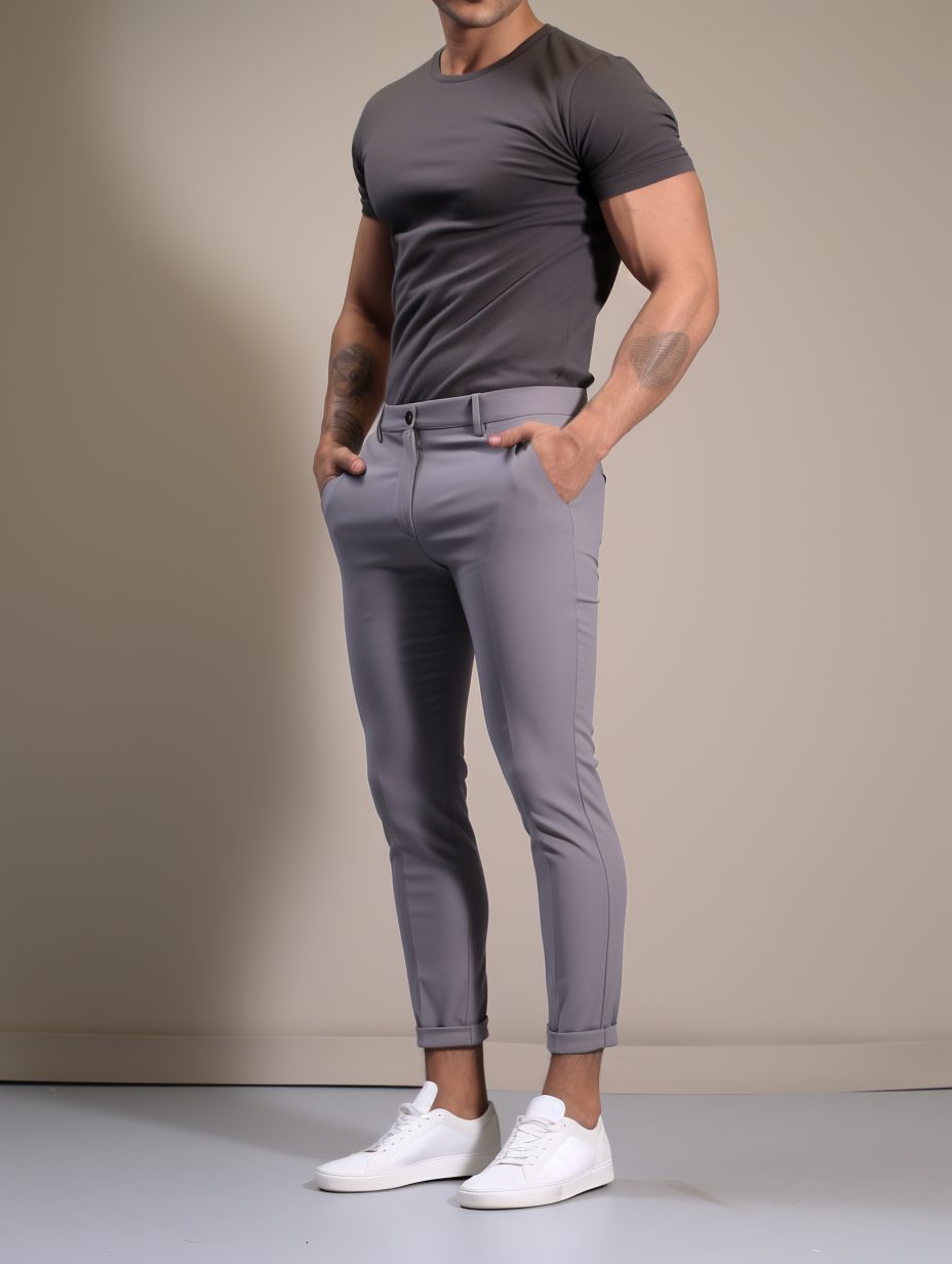 Pantaloni Chino Slim da Uomo Vita Piatta — foto 3