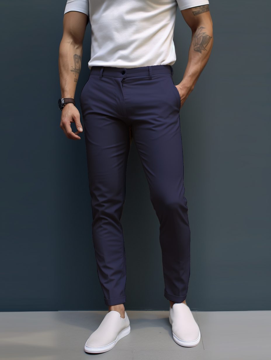 Pantaloni Chino Slim da Uomo Vita Piatta — foto 4