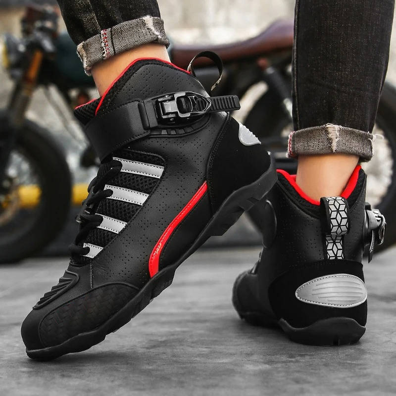 Sneakers Alte da Uomo da Moto con Fibbia Magnetica
