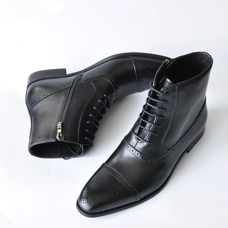 Stivaletti Brogue da Uomo in Pelle Allacciati