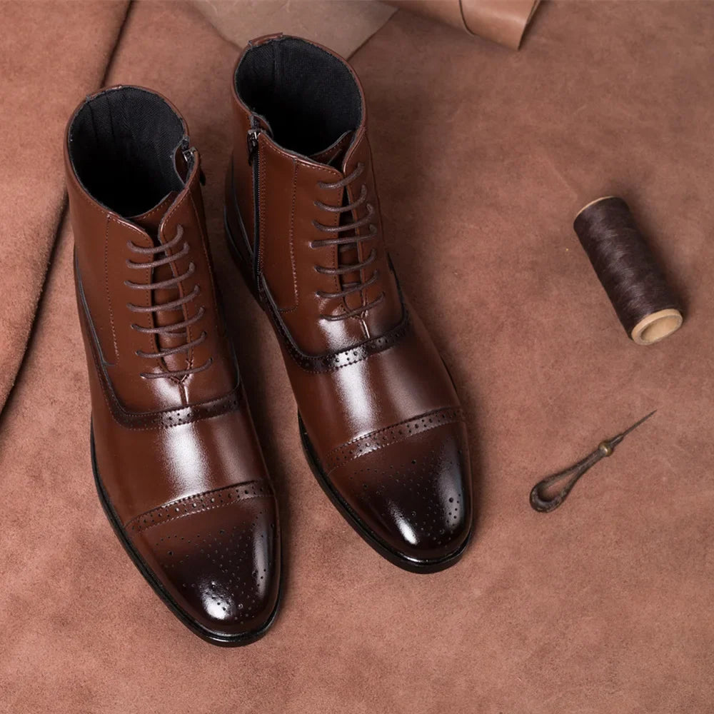 Stivaletti Brogue da Uomo in Pelle Allacciati — foto 4