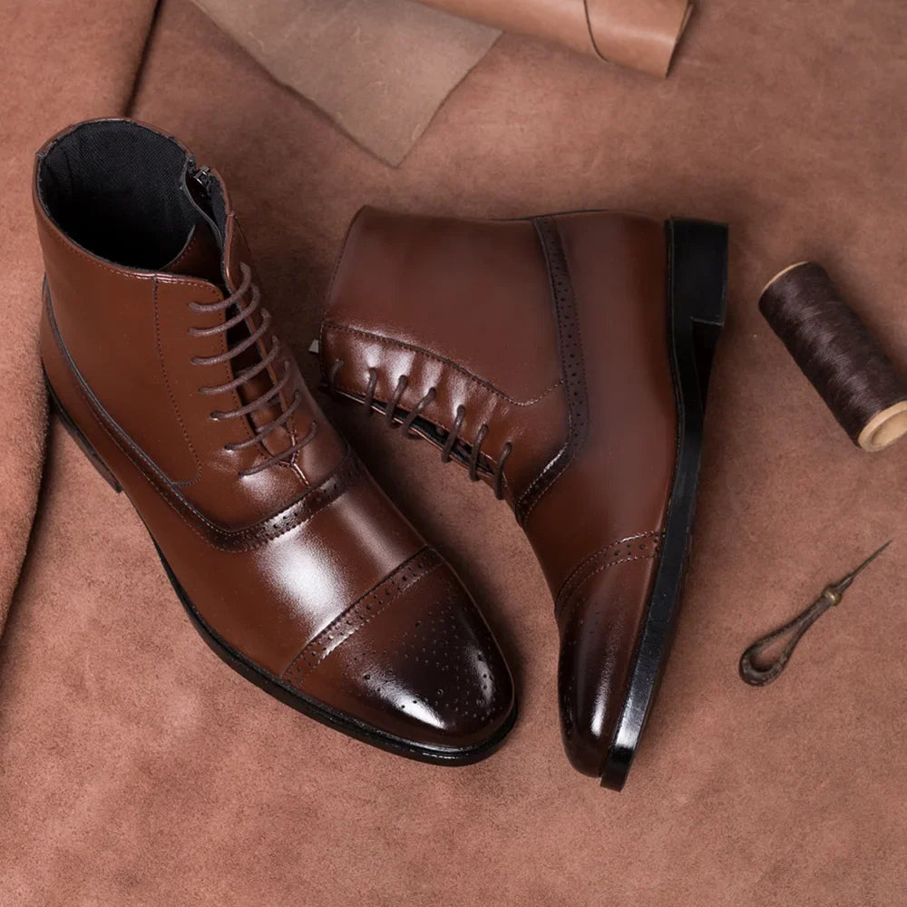 Stivaletti Brogue da Uomo in Pelle Allacciati — foto 5