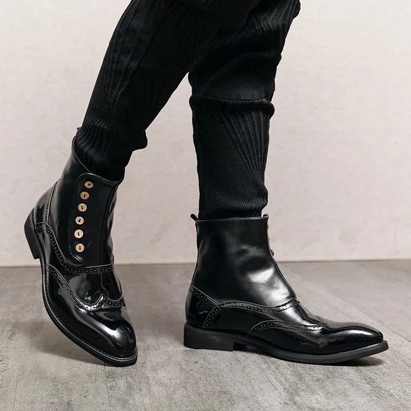 Stivaletti Brogue da Uomo in Pelle Lucida — foto 4