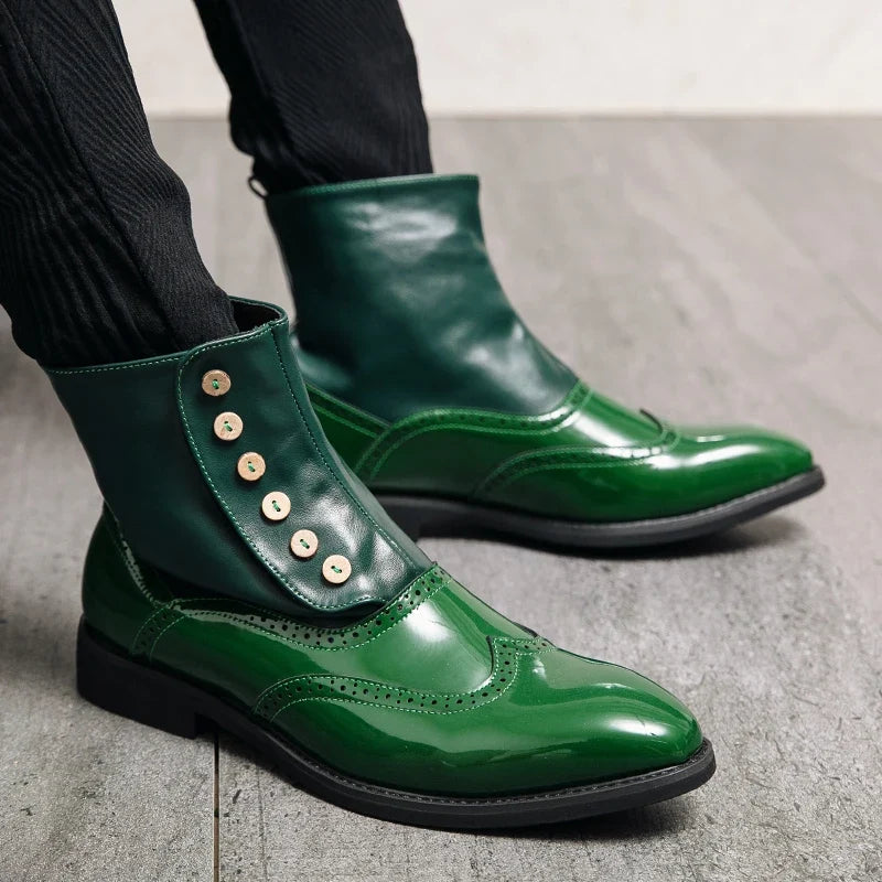 Stivaletti Brogue da Uomo in Pelle Lucida — foto 5