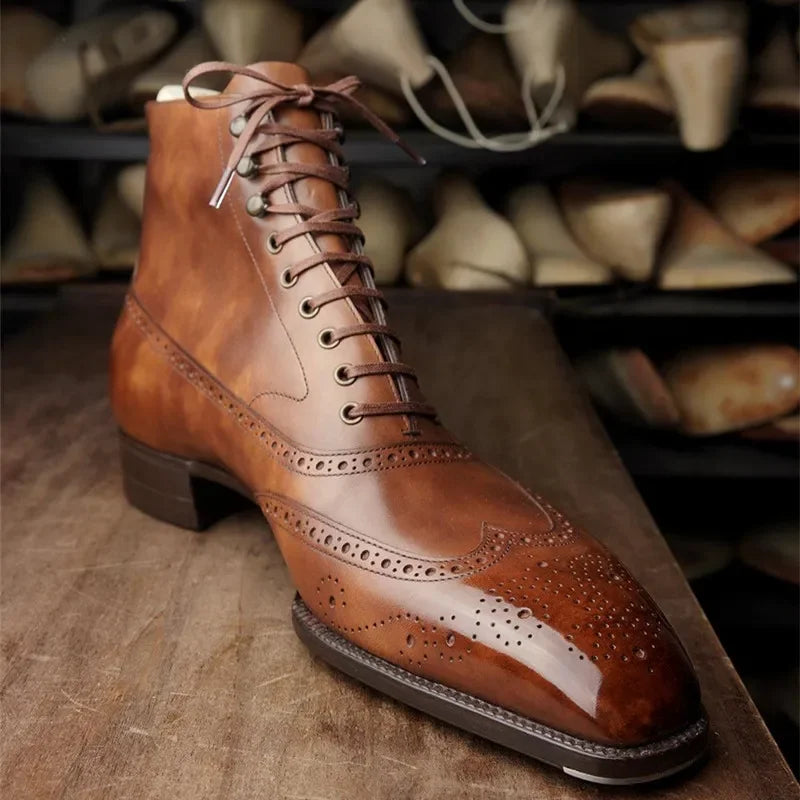 Stivaletti Brogue da Uomo in Pelle Vera — foto 2