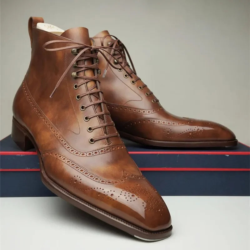 Stivaletti Brogue da Uomo in Pelle Vera — foto 3