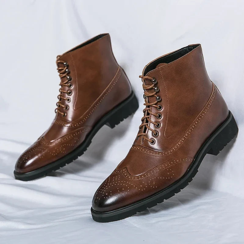 Stivaletti Brogue da Uomo in Pelle Vera — foto 6