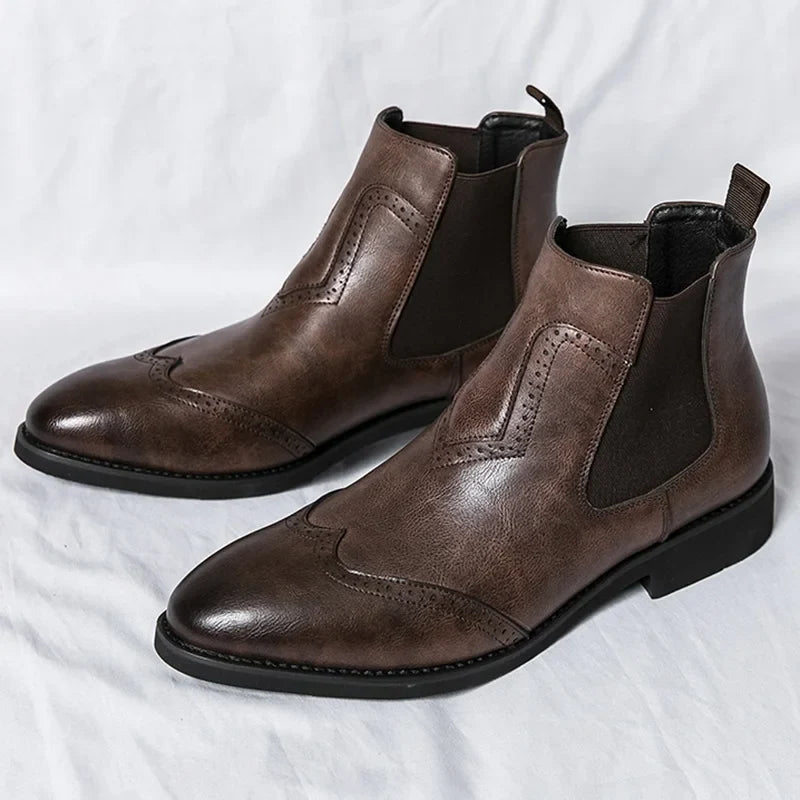 Stivaletti Chelsea da Uomo Brogue in Pelle
