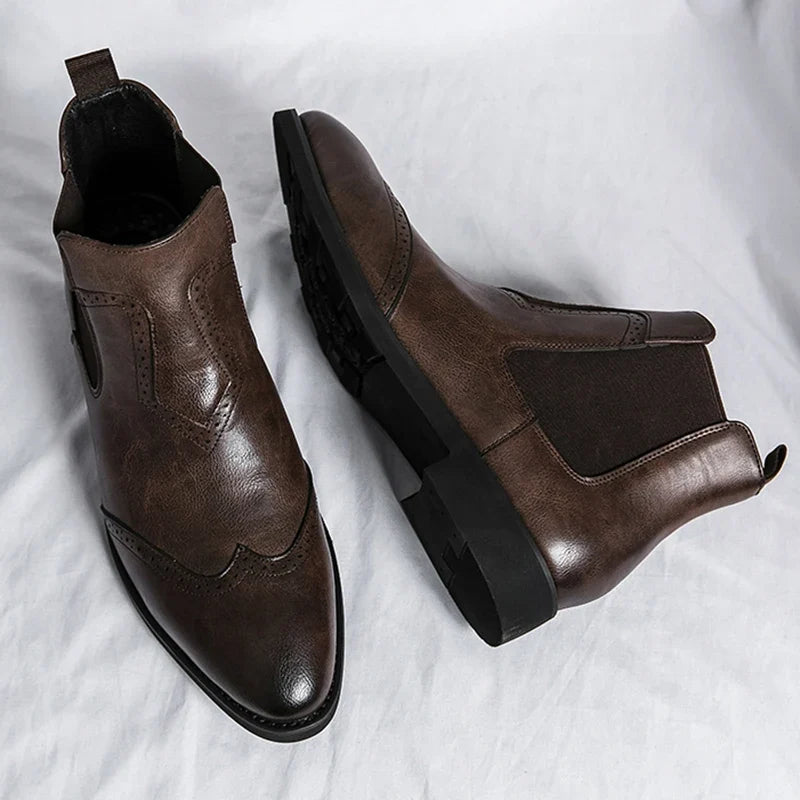 Stivaletti Chelsea da Uomo Brogue in Pelle — foto 2
